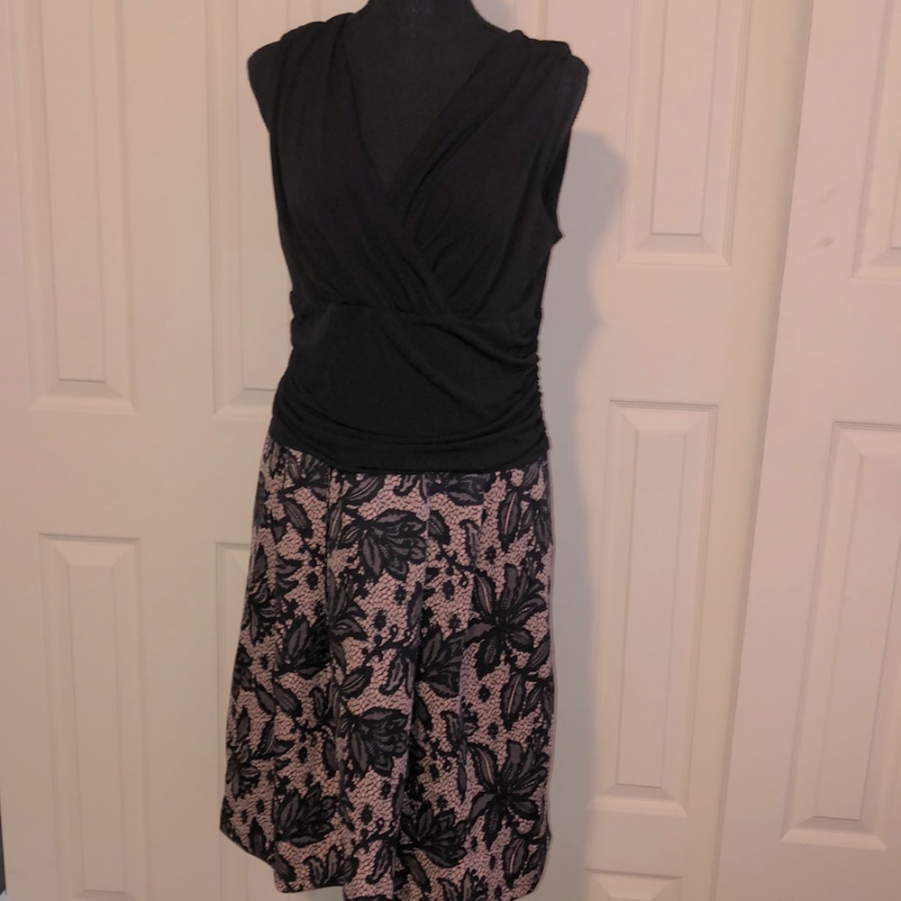 Pink and Black lace print dress